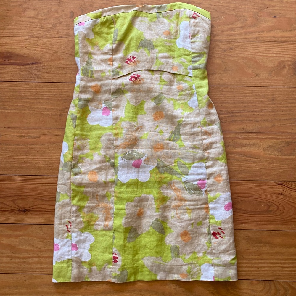J.Crew floral strapless dress made with linen and cotton women’s size 4 petite